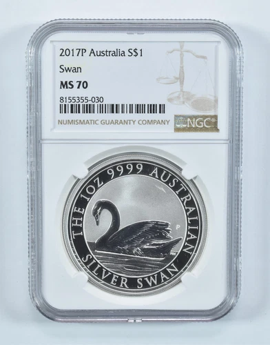 2017 P Australia 1 Dollar Silver Swan MS70 NGC Brown Label