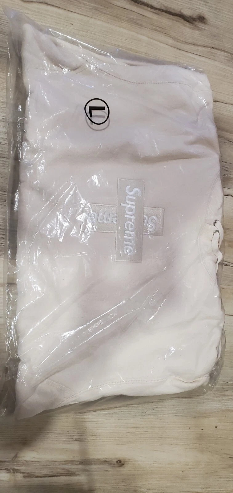 Sweat à capuche Supreme Cross Box Logo Naturel Large FW20 Neuf 100% Authentique