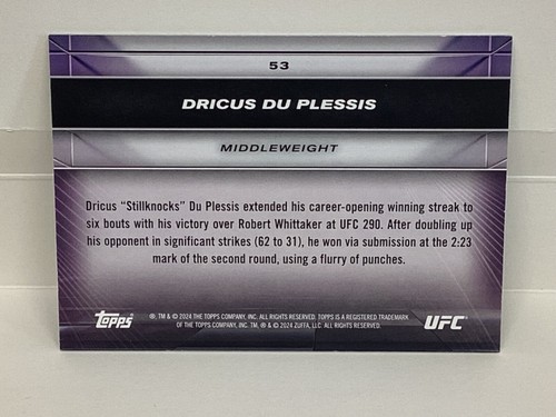 TOPPS UFC KNOCKOUT 2024 DRICUS DU PLESSIS MIDDLEWEIGHT - Picture 2 of 2