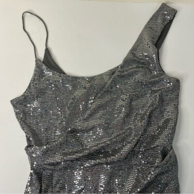 TopShop Silver Sparkle Glitter Sequin Drape Dress 6 | eBay