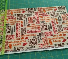 2- Fat Quarters Thanksgiving Fabric From David Textile Pre-washed
