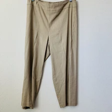 Avenue Montaigne Alex Wide Leg Super Stretch Cropped Tan Linen Pants Sz 10 B-K 