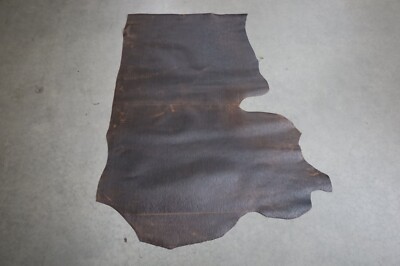 Small Scrap Embossed Grass Cloth Leather Hide Brown Upholstery #0526