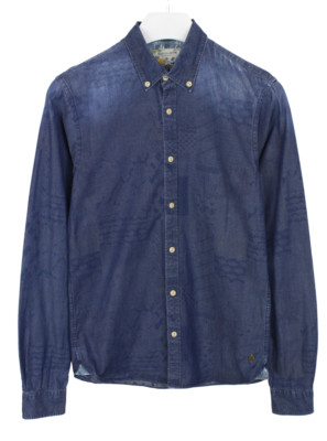 SCOTCH & SODA Shirt Men's SMALL Button Down Collar Fade Effect Blue