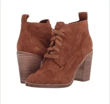 DOLCE VITA Womens Brown Suede Leather Ankle Boot 8 NWT Stani Lace-up Heel