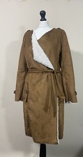 Stylish Faux Suede Trench Coat Women’s Size L