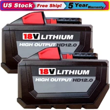 2X FOR Milwaukee 12.0AH 48-11-1812 HD M18 Battery High Output 18 Volt LITHIUM
