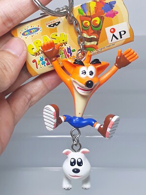 Crash Bandicoot & Polar Figure Keychain Banpresto 1999 Vintage Toy