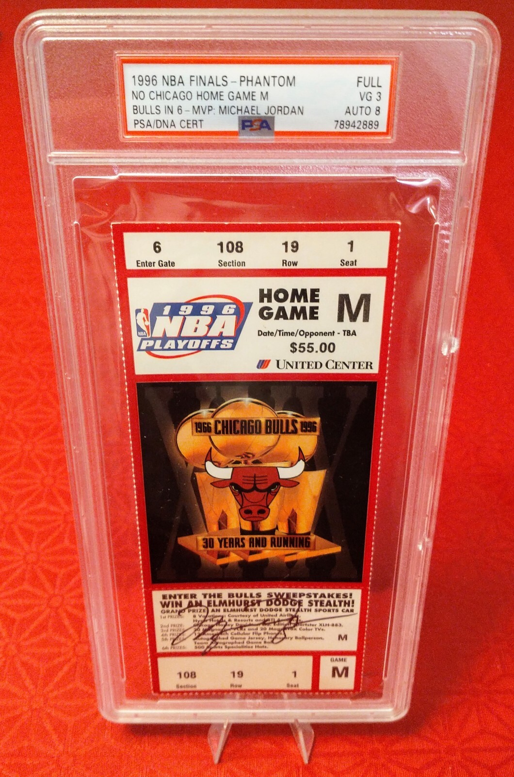 Michael Jordan Signed Full Ticket 1996 NBA Finals VG 3 Auto 8 PSA/DNA Certified