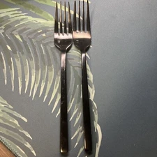 Fortessa Arezzo Black 18/10 Stainless Flatware Dinner Forks Set Lot Of 2