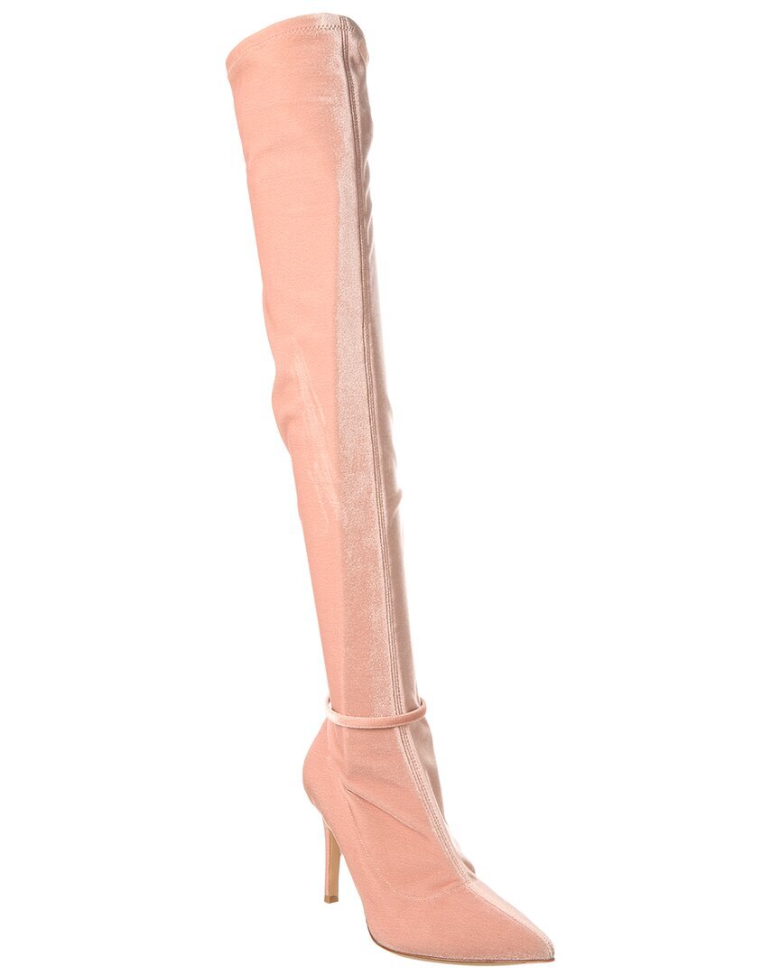 Женские бархатные сапоги выше колена Gianvito Rossi Ribbon Cuissard 85 Розовый 35 45590₽