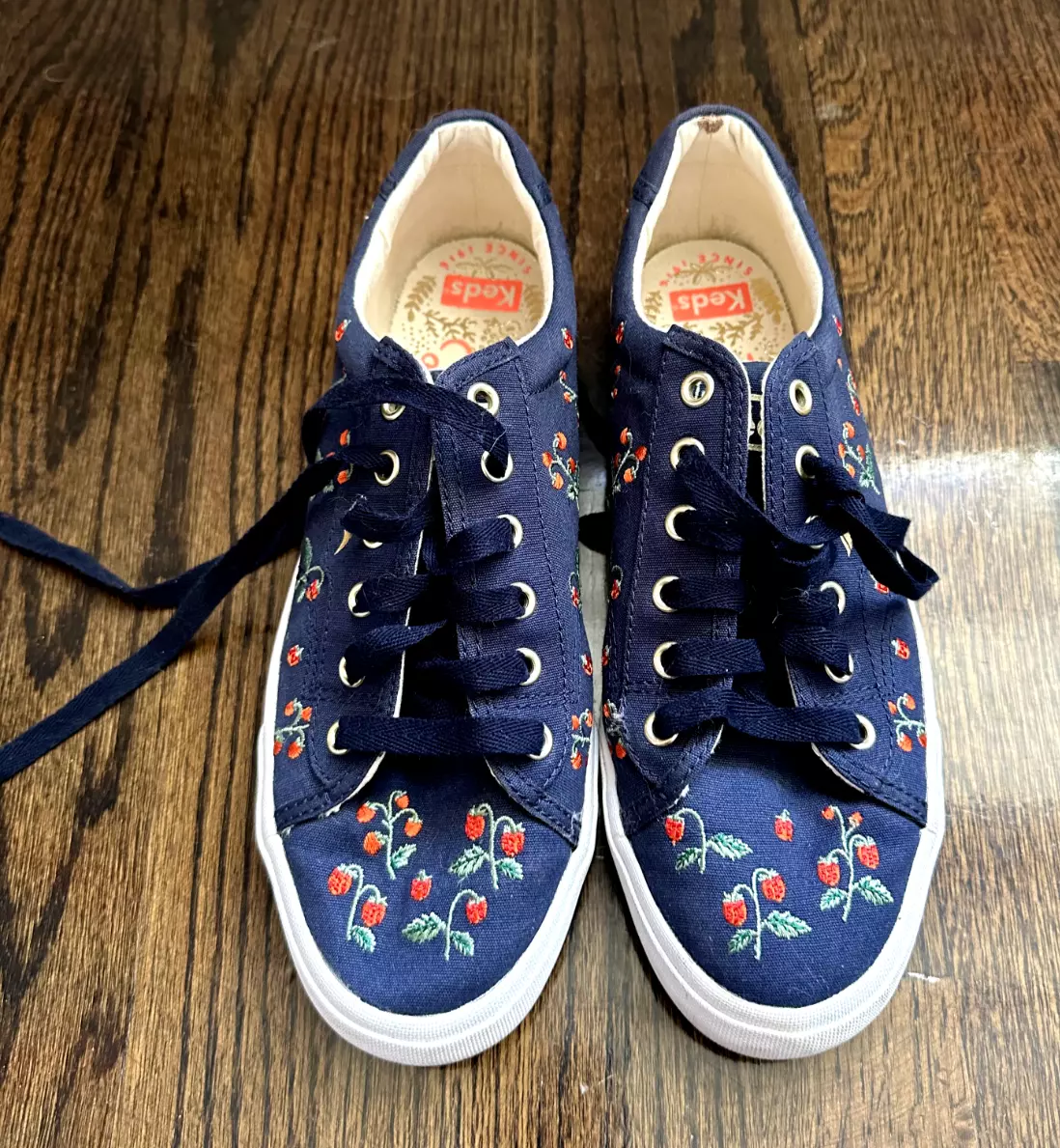 Ked s x Rifle Paper Co Women s Sneaker Navy Blue Strawberry