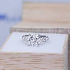 3Ct Round Cut Simulated Diamond Women's Engagement Ring 14K White Gold Plated