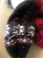 Muk Luks Women's Cabin Socks Medium Fleece Lined with Pom Poms 2-Pack New