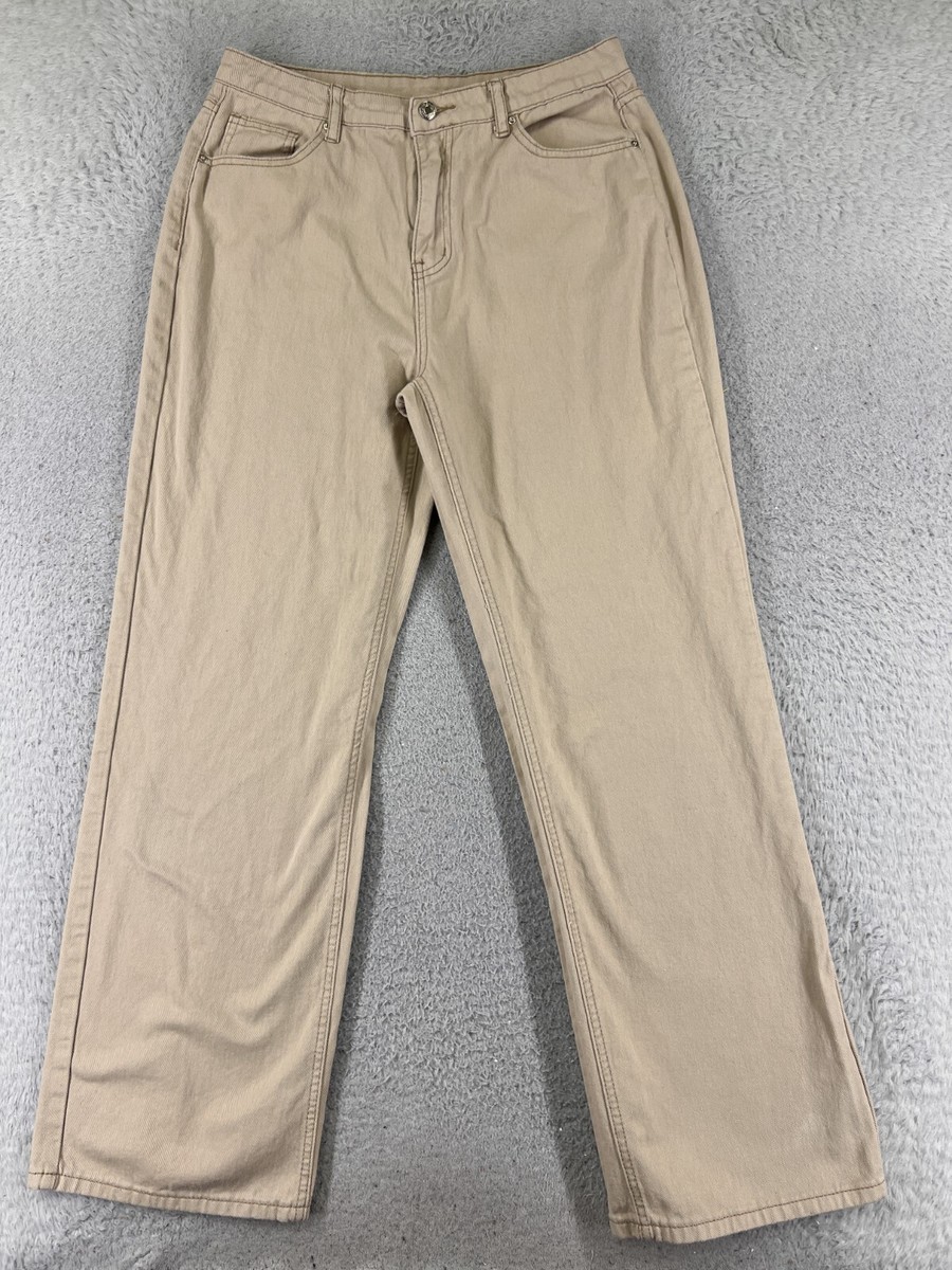 Shein Pants Womens 28 Beige Denim Jeans Wide Leg Cotton