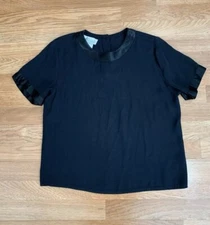 Vintage Black Chiffon T-shirt With Satin Trim