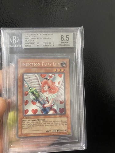YuGiOh! 2003 INJECTION FAIRY LILY LOD-100 1st Edition 8.5 Beckett - Picture 2 of 2