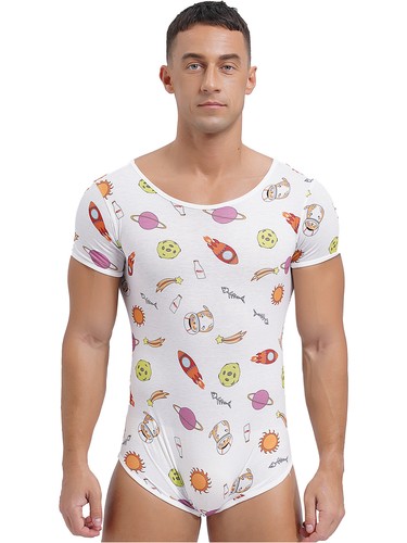 Herren Jumpsuit Sissy Body Dessous Strampler Cartoon Unterhemden Einteiler - Bild 16 von 30