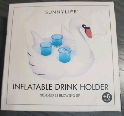 Sunnylife Inflatable Swann Pool Drink Beer, Juice, Tea Holder NEW