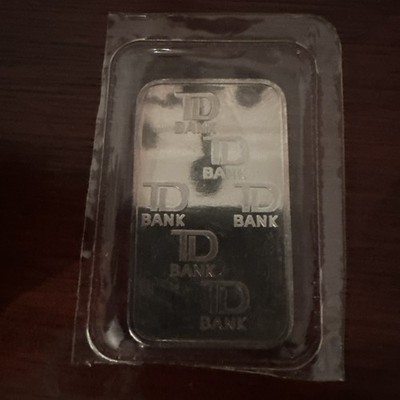 1 oz JM Johnson Matthey TD Bank 999 Silver Bar * Toned Bar * Rare