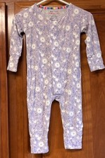 Magnetic Me Purple Floral Bamboo Fold Over Footie Pj Size 0-3 months 8-12lbs
