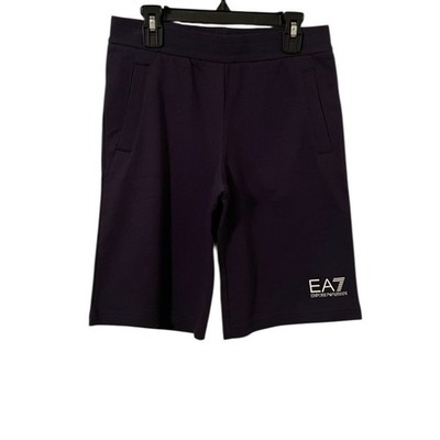 EA7 Emporio Armani Boy's Navy Blue Core Identity Logo Text Sweat Shorts Size 12Y