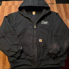 Carhartt Black Vintage Y2k J131 Thermal Workwear Hooded Zip Jacket 3XL