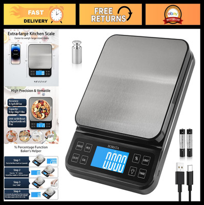 Large Kitchen Scale 5kg/11lb High Precision 0.1g USB Rechargeable LCD Backlight