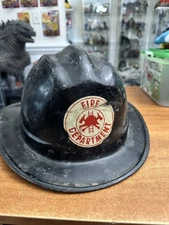 Vintage Cairns & Brother Fire Fighter Helmet Black with Sticker