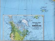 VINTAGE-NATIONAL GEOGRAPHIC MAP-PHYSICAL MAP OF THE AMERICAS-1979