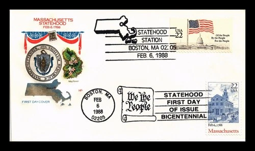 US COVER BOSTON BICENTENNIAL FDC COMBO DUAL CANCEL HOUSE OF FARNAM