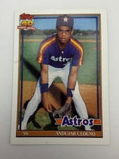 #646 Andujar Cedeno [Rookie] Astros 1991 Topps Baseball Card NM. rookie card picture