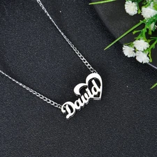 Pendantify Custom Heart Name Necklace – Script Personalized Pendant with Heart