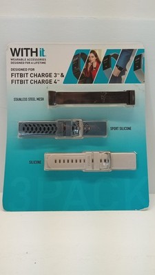 WITHit Replacement Band Compatible with Fitbit Charge 3/4 3-Pack