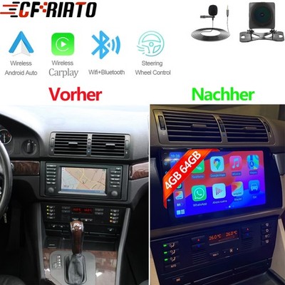 4+64GB Android 15 Autoradio GPS Navi BT Kam WiFi CarPlay Für BMW E53 X5 5er E39