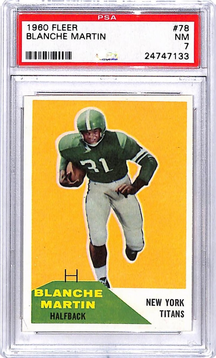ユーカード　レトロ　レア　national ナショナル　コレクターの方へ！ 1960 Fleer #78 Blanche Martin New York Titans Football Card PSA 7