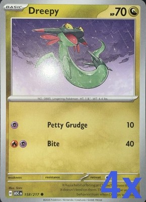 4x Dreepy 158/217 - Ascended Hereos - Pokemon TCG- Playset