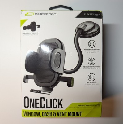 Bracketron OneClick 3-in-1 Car Phone Mount Window + Dash + Vent NEW