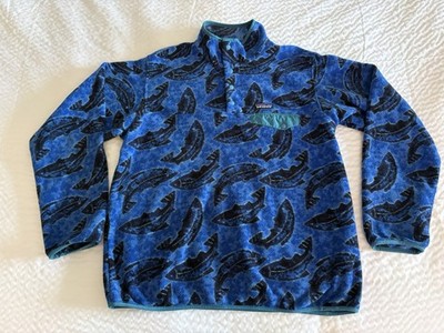 RARE Patagonia Synchilla  Snap-T  Fleece Pullover Leaping Oasis: Trout Fish   L