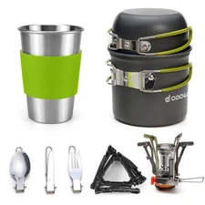 Camping Cookware Stove Carabiner Canister Stand Tripod and Stainless Steel Cu...