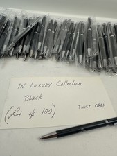 Lot of 100 Black Ballpoint Pens The Luxury Collection Twist Open Slim Style New