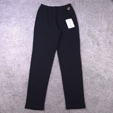 St John Basics Pants Womens Size 4 Knit Wool Blend Gold Logo Elastic Waist NWT