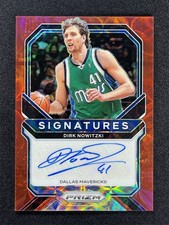 2020-21 Panini Prizm Dirk Nowitzki Red Choice Signatures Auto Mavericks #SI-DNW