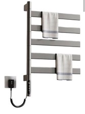 Smart Rotating Heated Towel Rack for Bathroom, 5-Bar Wall-Mounted Electric To...