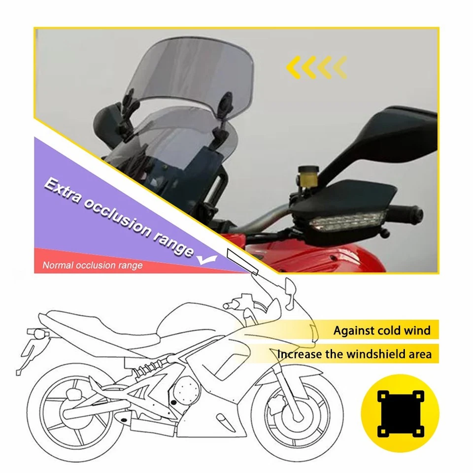 Alerón con clip de parabrisas de extensión ajustable deflector de viento para motocicleta Foto 3 de 4