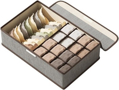 Underwear Sock Tie Storage Organizer W/ Lid Foldable Closet Drawer Organizer