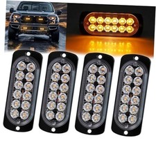 4 Pcs Super Bright Amber Strobe Light Kit - 12 LEDs, 18 Patterns, 12V amber