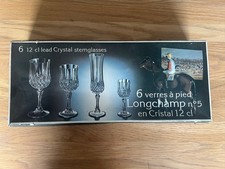 Nuovissimo CRISTAL d'ARQUES Longchamp n.5 - SIX 12cl. VETRI A STELO in cristallo di piombo