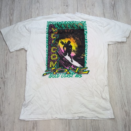 Volcom Stone Surf Graphic T-Shirt Size L Gold Coast AUS Y2K Style Cotton White - Picture 5 of 9