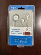 NEW White Earbuds Earphones/Volume Remote Control for PSP Slim 2000 or 3000